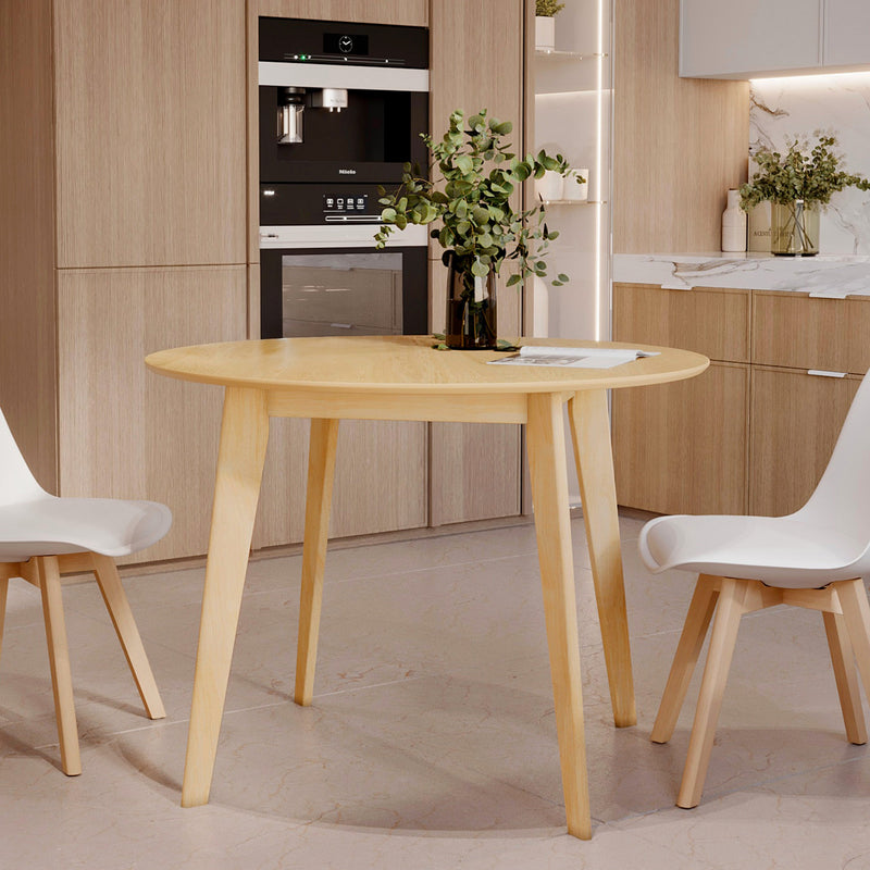 Table ronde Réno 4 personnes en bois clair D100 cm