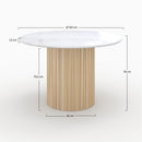 Table ronde 4 personnes Agathe en marbre blanc et bois de manguier