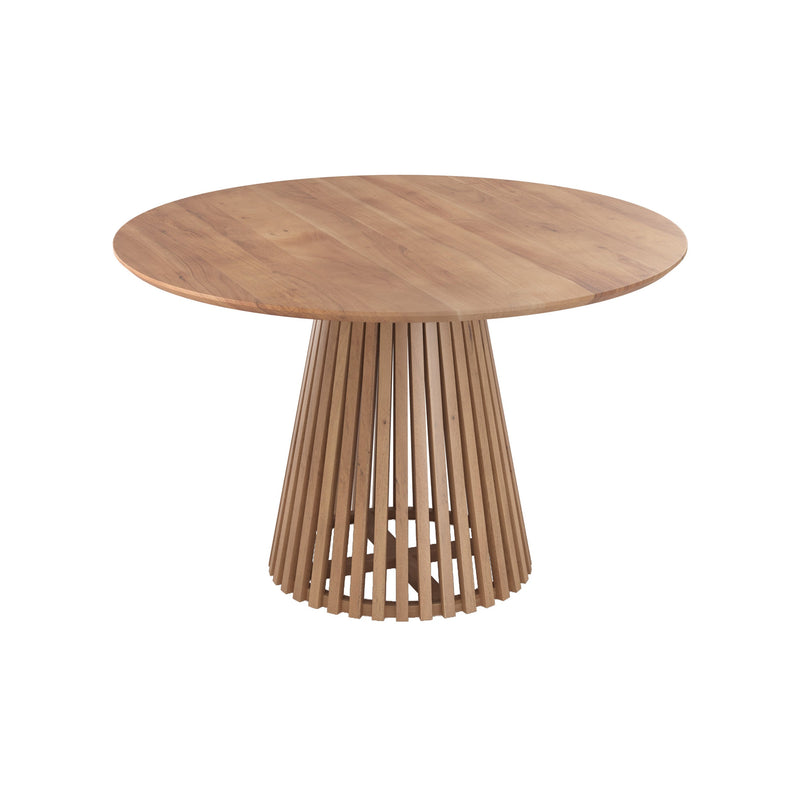 table ronde kepes en bois acacia pied strie fond blanc