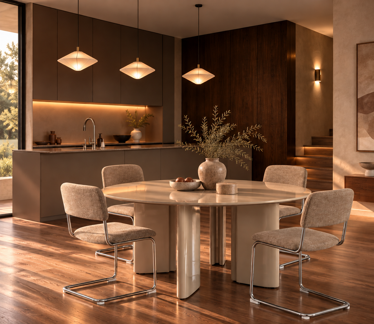 Aria - Round Table 120 cm - Lacquered - Taupe