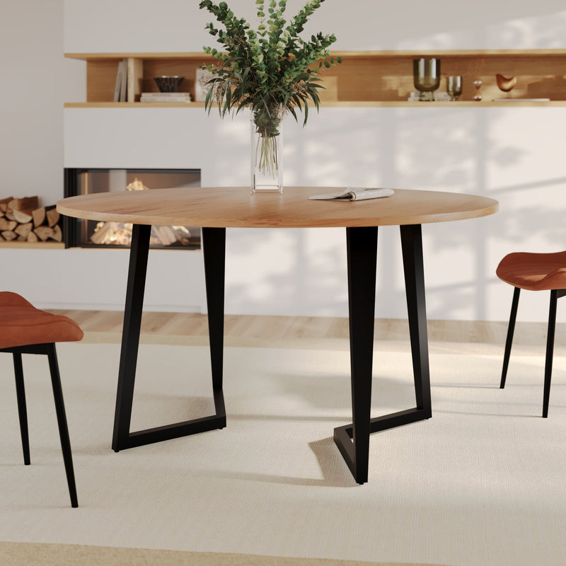 Table ronde Moorea  6 personnes en bois et métal 140 cm