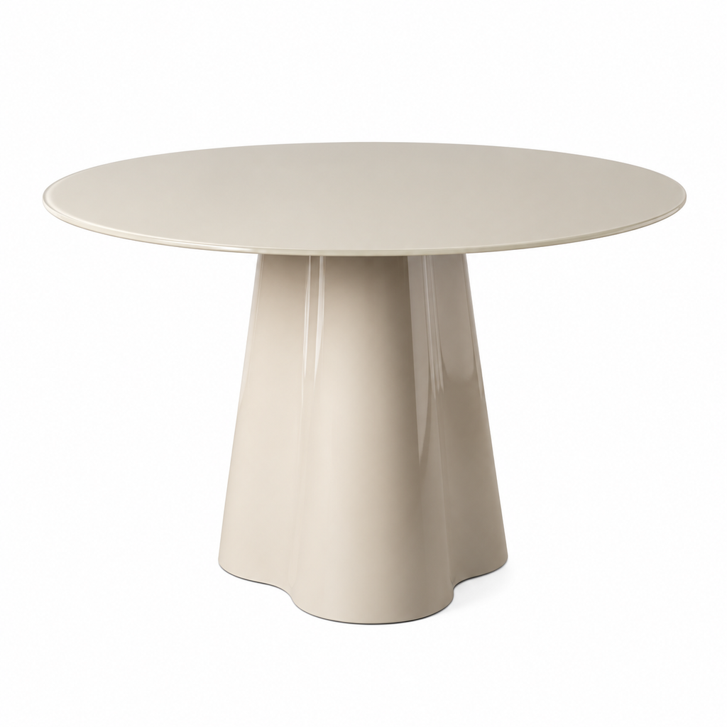 Riva - Round dining table 120 cm - Tempered glass - Beige