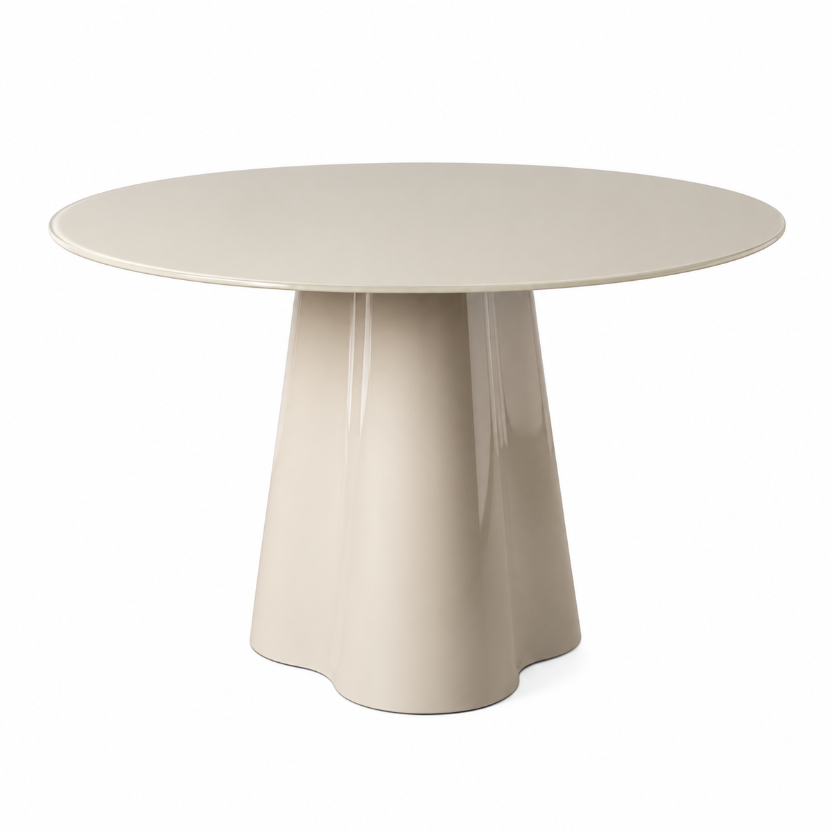 Riva - Round dining table 120 cm - Tempered glass - Beige