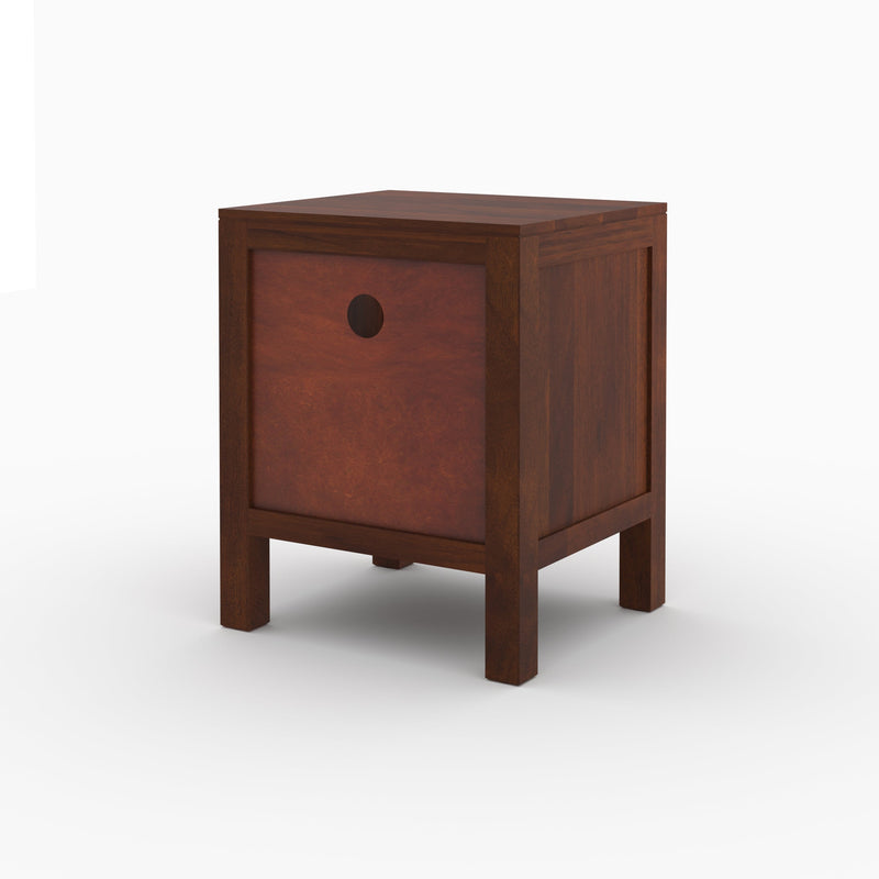 Table de chevet Tiki en bois de manguier et cannage