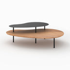 Moji - Lot De 2 Tables Gigognes En Bois Et Metal Noir