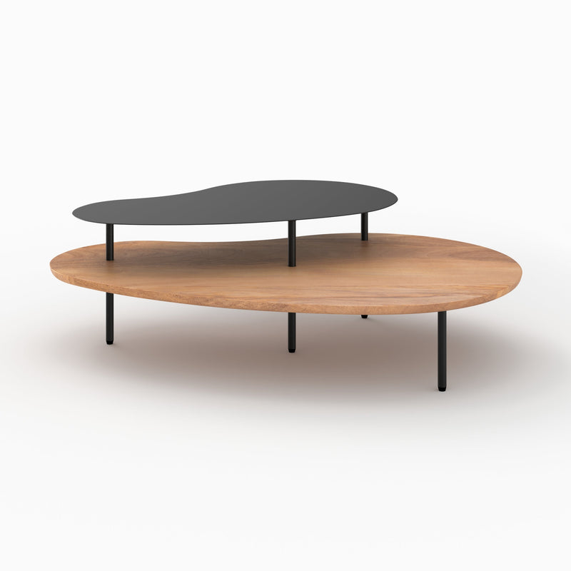 Tables gigognes Moji en bois et metal noir (lot de 2)
