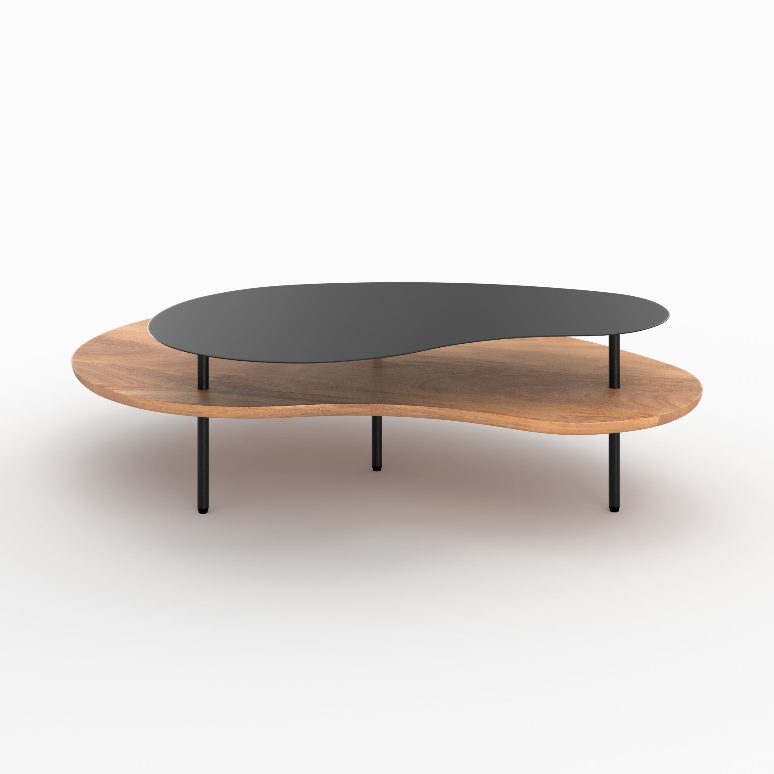Moji - Lot De 2 Tables Gigognes En Bois Et Metal Noir