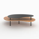 Tables gigognes Moji en bois et metal noir (lot de 2)