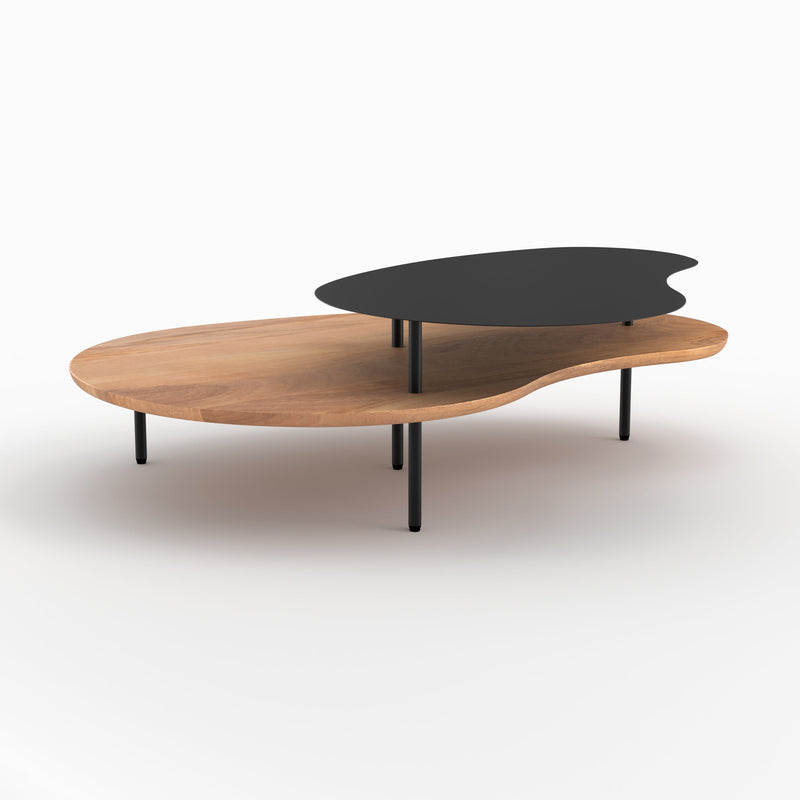 Tables gigognes Moji en bois et metal noir (lot de 2)