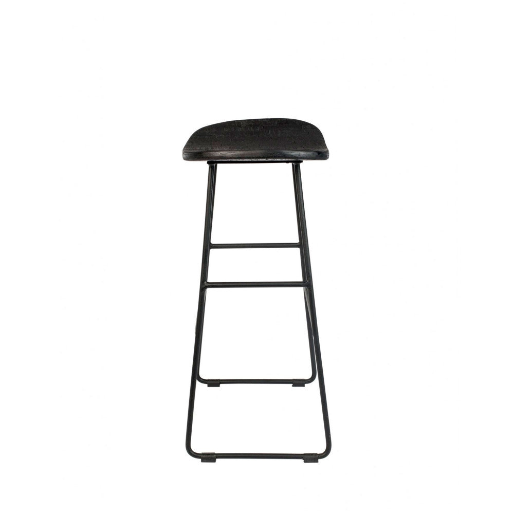 Tangle - Tabouret De Bar - Teck Recyclé Et Métal - Noir