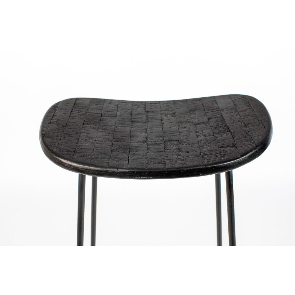 Tangle - Tabouret De Bar - Teck Recyclé Et Métal - Noir