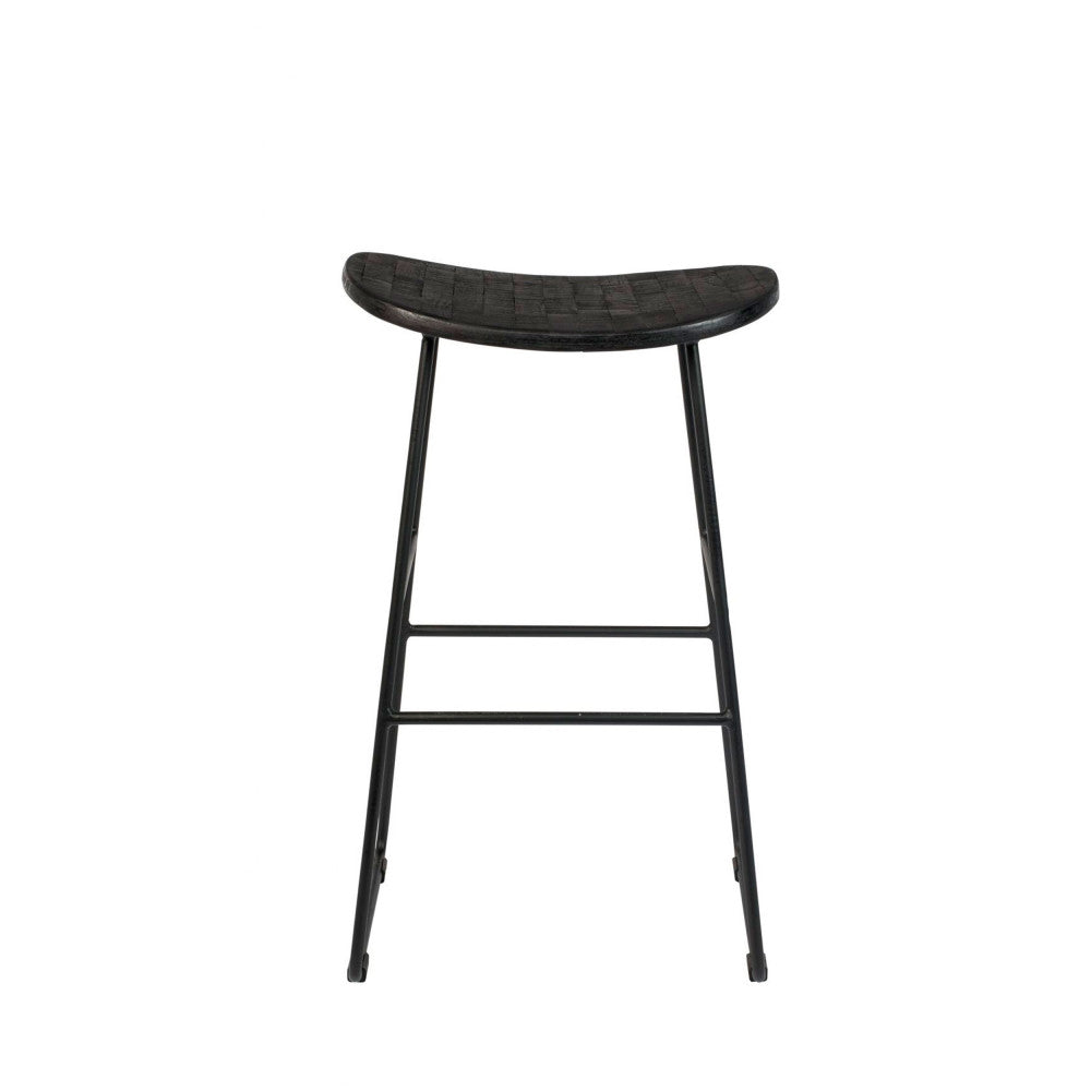 Tangle - Tabouret De Bar - Teck Recyclé Et Métal - Noir