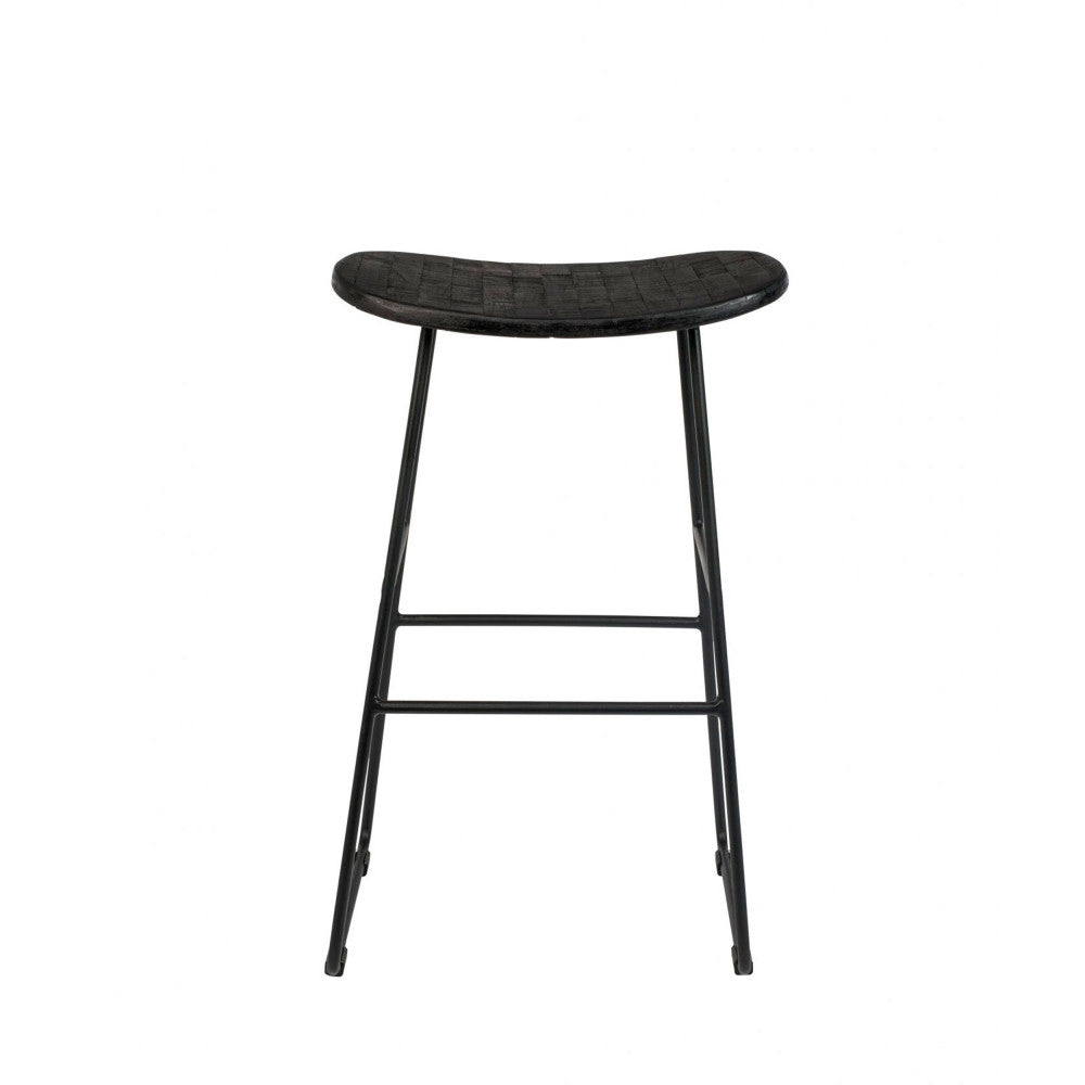 Tangle - Tabouret De Bar - Teck Recyclé Et Métal - Noir