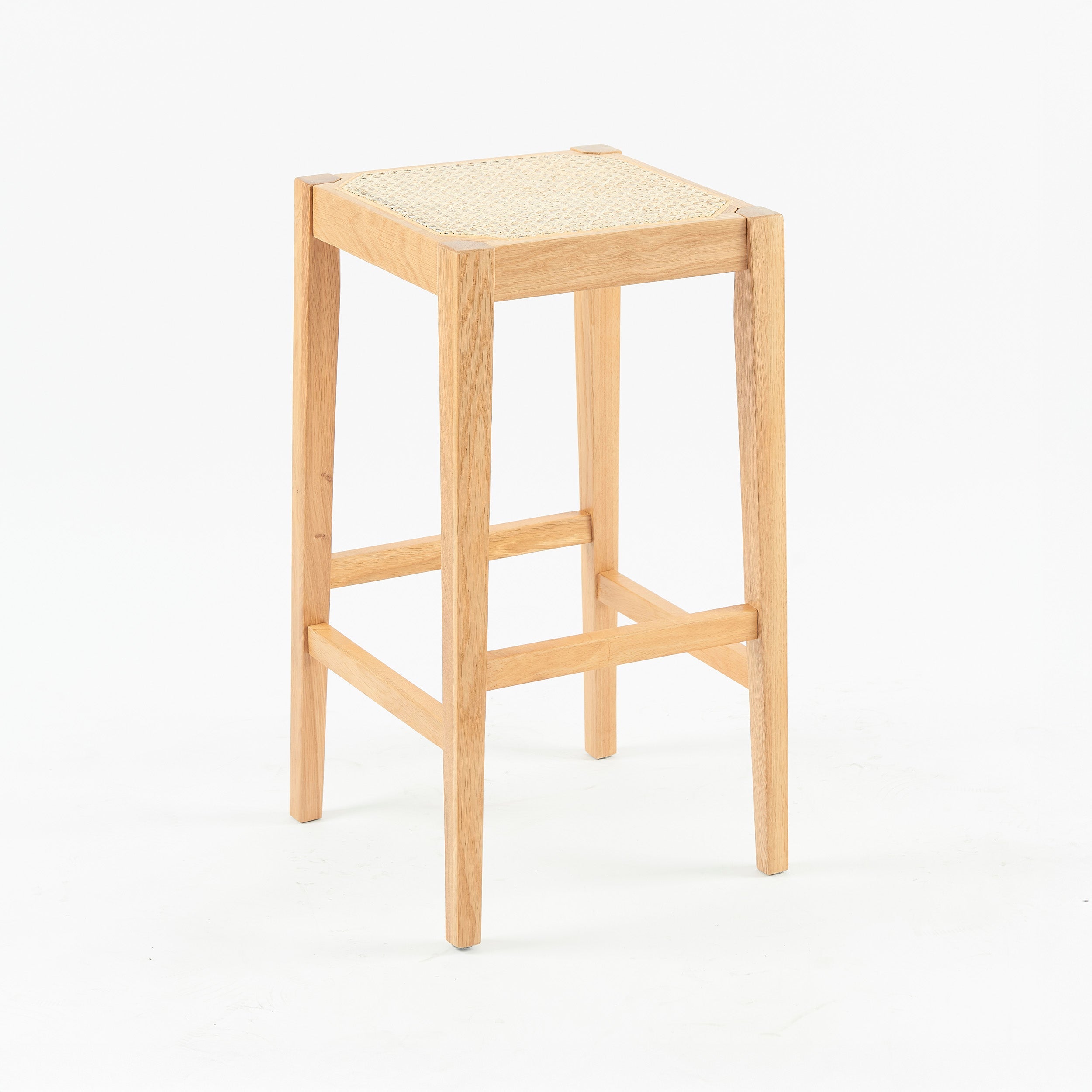 Kappa - Stool For Central Island In Canework And Wood