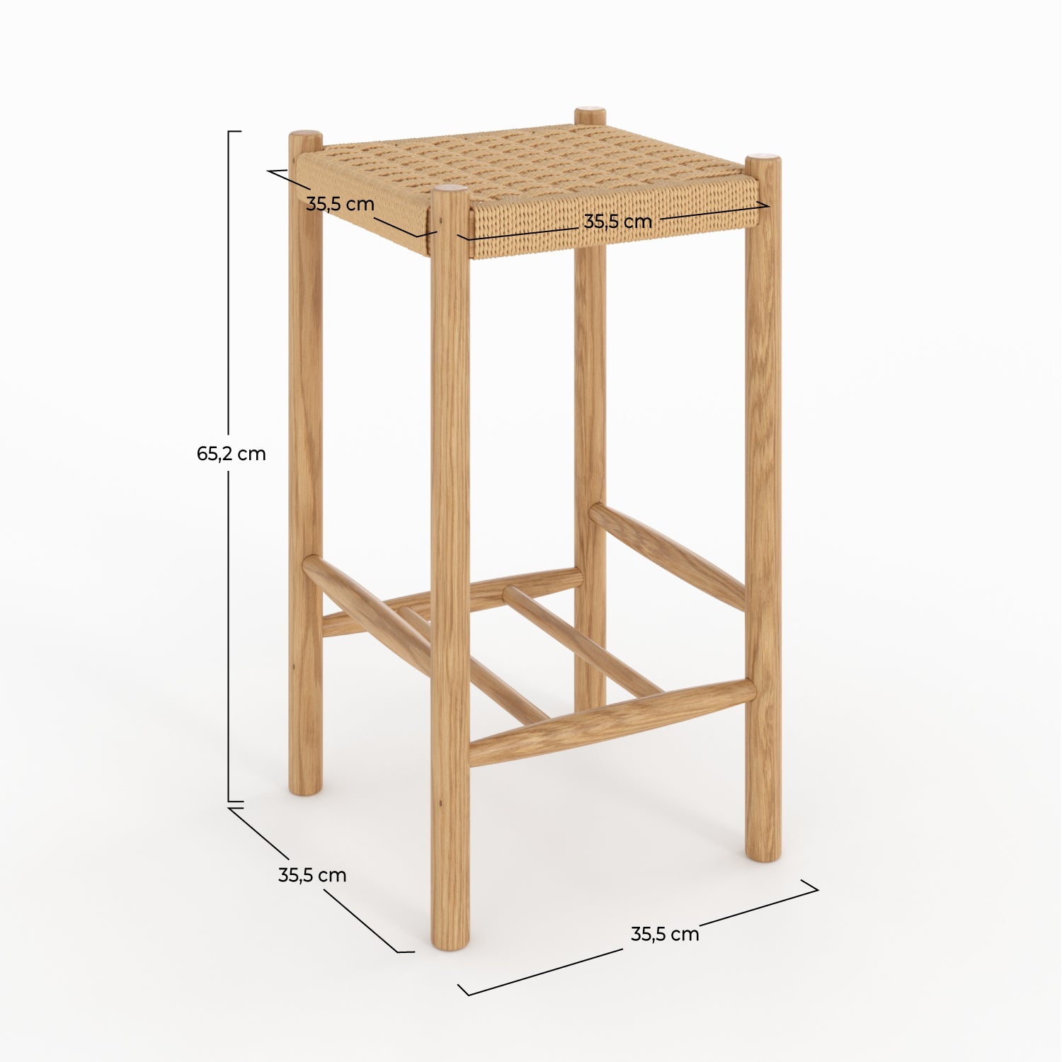 Kepler - Tabouret Pour Îlot Central En Tressage Et Bois