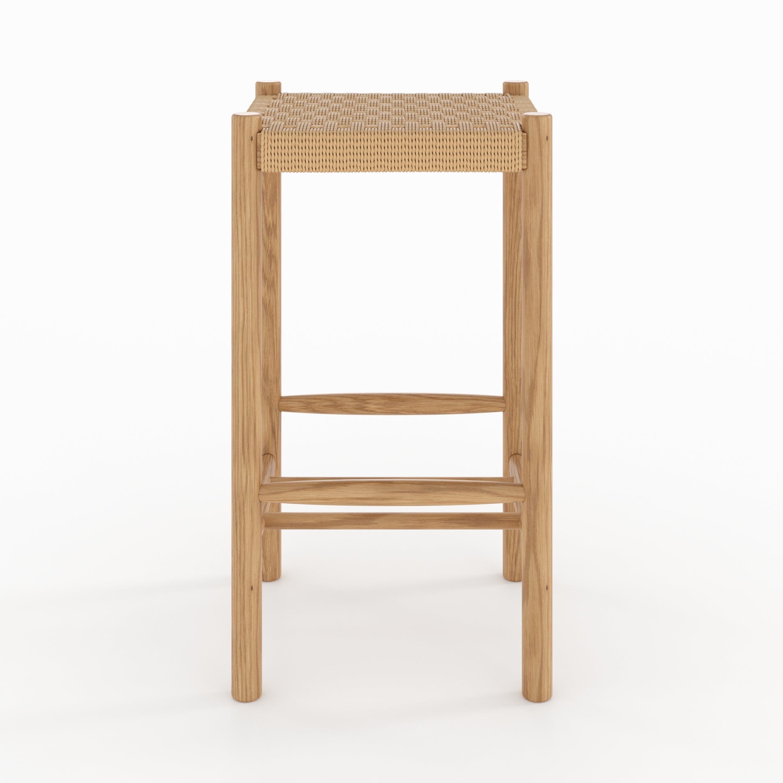 Kepler - Tabouret Pour Îlot Central En Tressage Et Bois