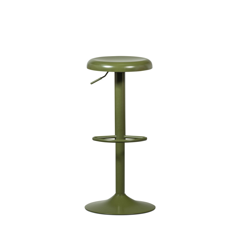 Isaac - Adjustable H61 Bar Stool - Metal - Khaki Green