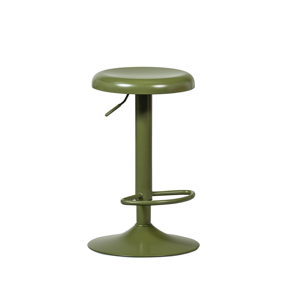 Isaac - Adjustable H61 Bar Stool - Metal - Khaki Green