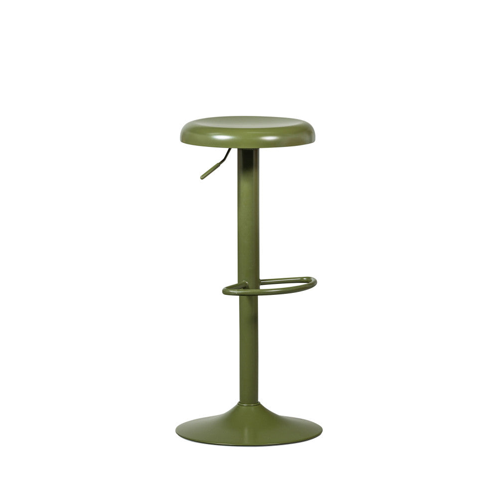 Isaac - Adjustable H61 Bar Stool - Metal - Khaki Green