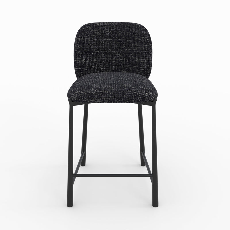 Lot de 2 chaises Bento pour ilot central 65,5 cm en tissu texturé noir