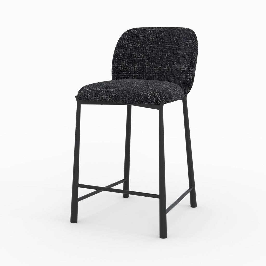 Bento - Lot De 2 Chaises Pour Ilot Central En Tissu Texturé Noir