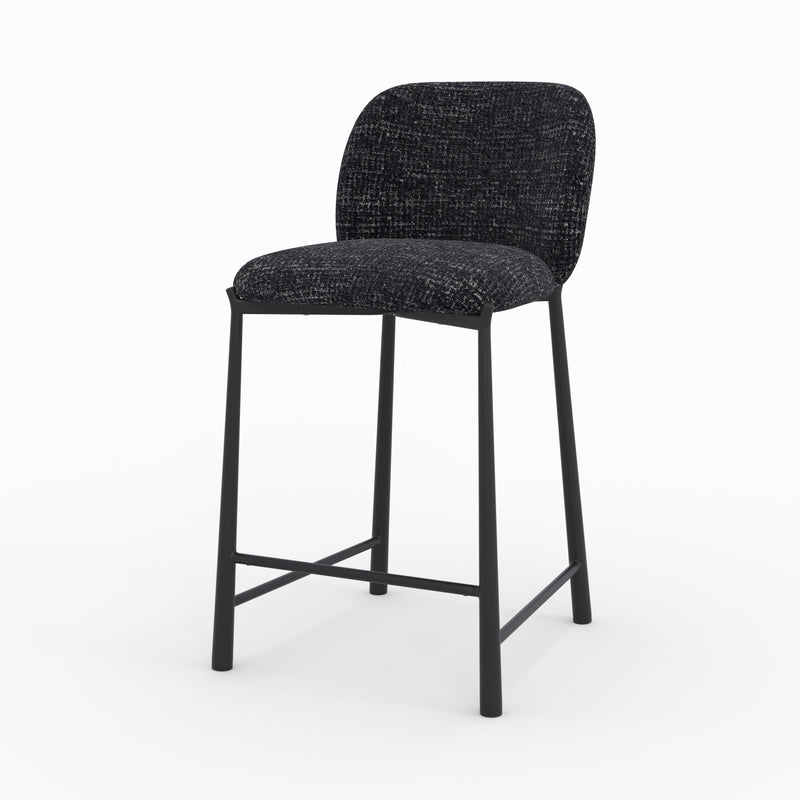 Lot de 2 chaises Bento pour ilot central 65,5 cm en tissu texturé noir