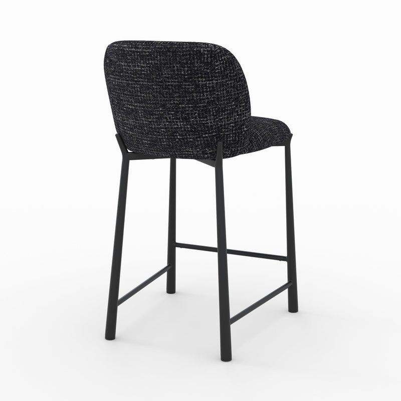 Lot de 2 chaises Bento pour ilot central 65,5 cm en tissu texturé noir