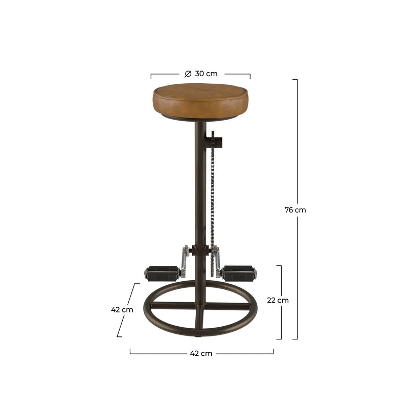 tabouret de bar cuir marron 73 cm gaya indus