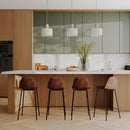 tabouret de bar cuir sunthetique marron pieds noirs 65 cm henrik