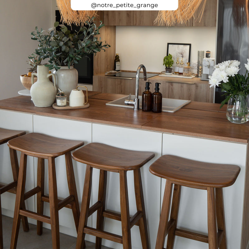 Tabouret de bar Vittoria en bois de teck 77 cm