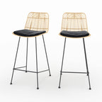 Goa - Set of 2 Rattan and Black Central Island Chairs