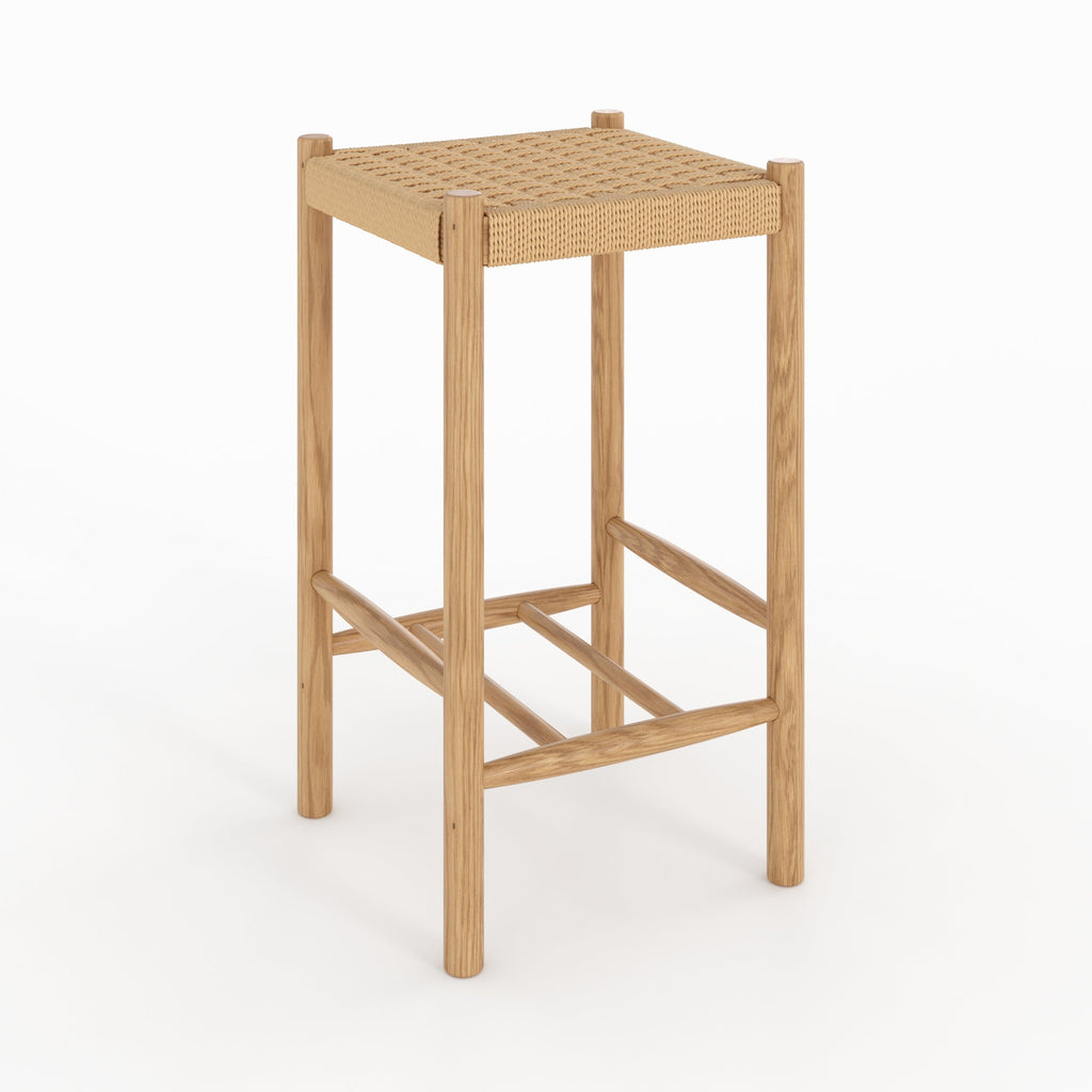 Kepler - Tabouret Pour Îlot Central En Tressage Et Bois