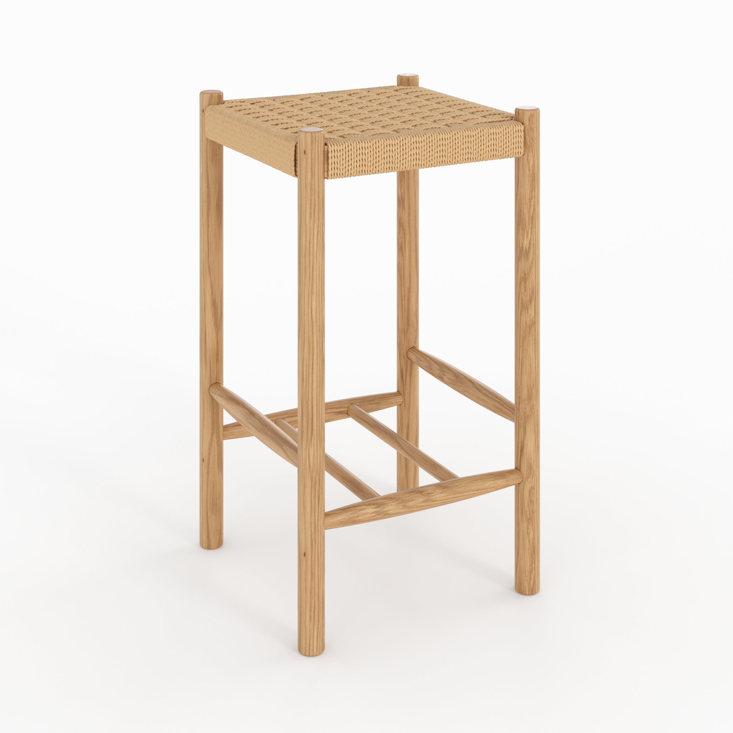 Kepler - Tabouret Pour Îlot Central En Tressage Et Bois