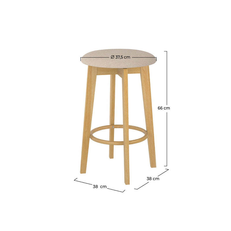 Tabouret de bar Vahina beige et bois clair 66 cm (lot de 2)