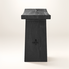 Eka - Taburete de madera de teca reciclada pintada en negro