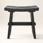 Eka - Taburete de madera de teca reciclada pintada en negro