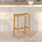 Kuna - Stool For Central Island In Teak And Rattan