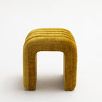 Mui - Tabouret Rembourré - Tissu Chenille - Jaune Moutarde