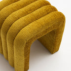 Mui - Tabouret Rembourré - Tissu Chenille - Jaune Moutarde