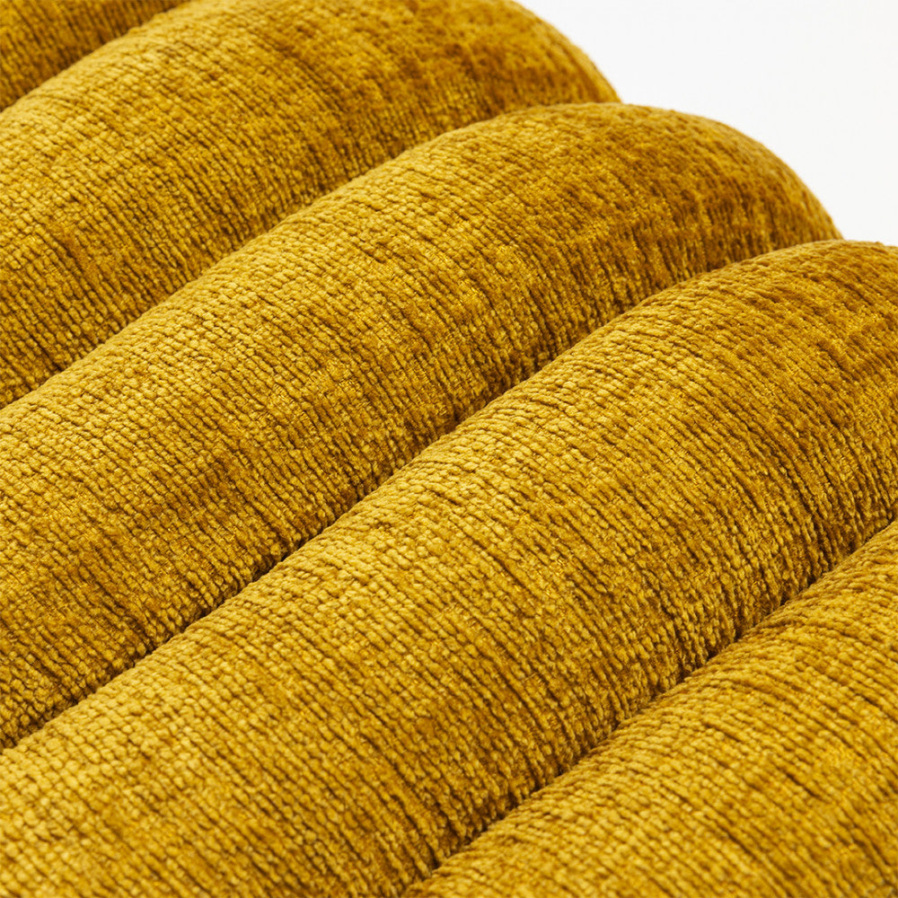 Mui - Tabouret Rembourré - Tissu Chenille - Jaune Moutarde