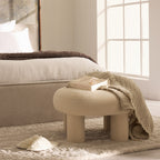 Bloomi - Taburete redondo XL - Tejido bouclé - Crema