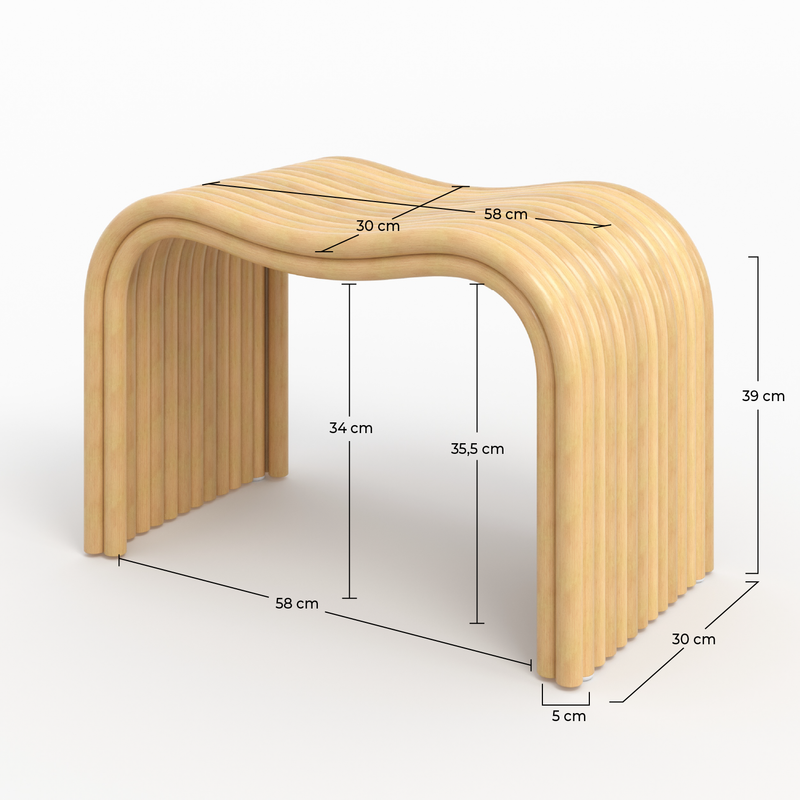 Tabouret Wave en rotin
