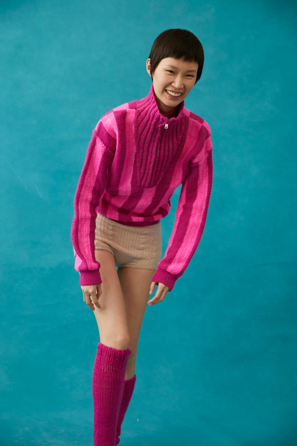 Linette Wool Jumper - Fuchsia & Pink