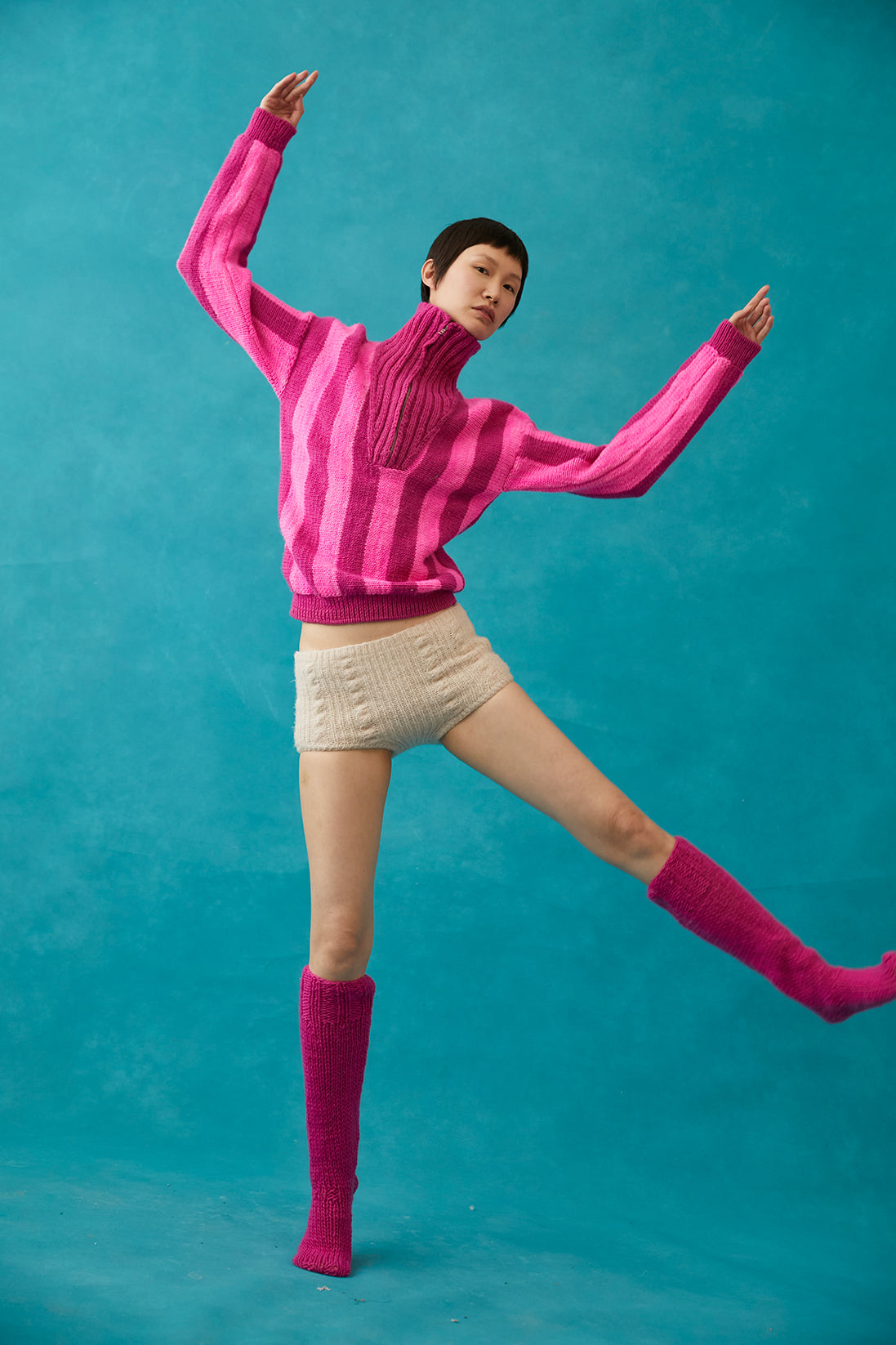 Linette Wool Jumper - Fuchsia & Pink