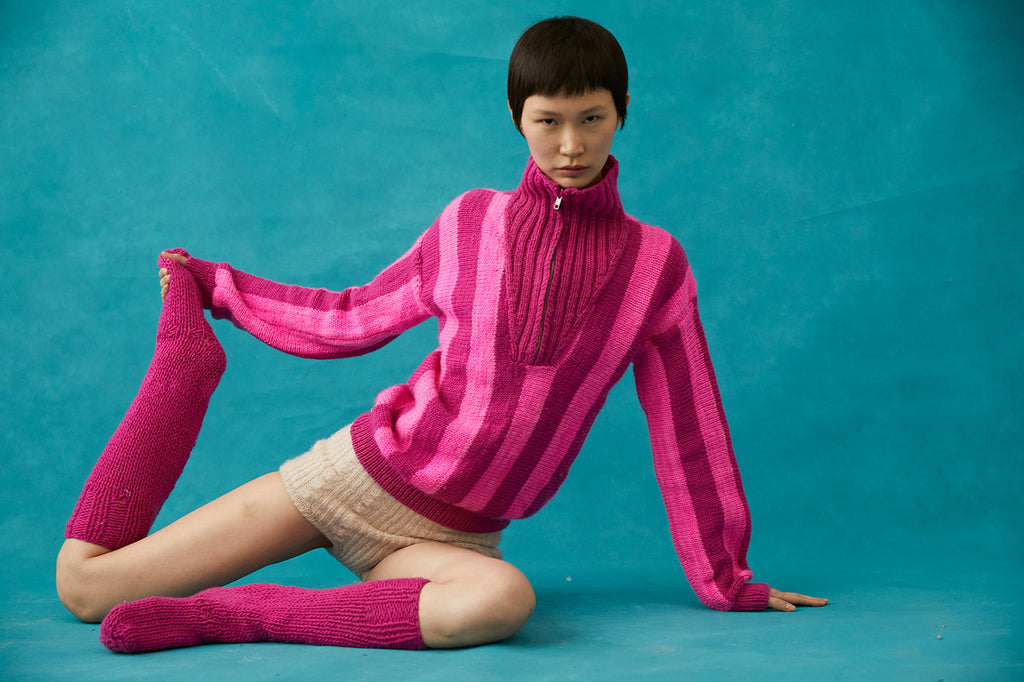 Linette Wool Jumper - Fuchsia & Pink