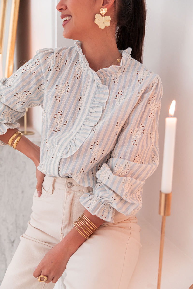 TAHIA Bleue - Chemise Brodée
