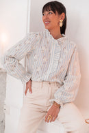 TAHIA Bleue - Chemise Brodée