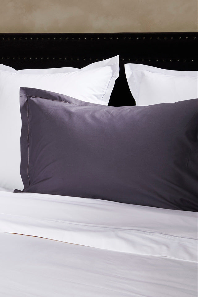 Uni Percale - Funda de Almohada - Percal de Algodón - Antracita