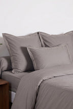 Uni Percale - Funda de Almohada - Percal de Algodón - Gris