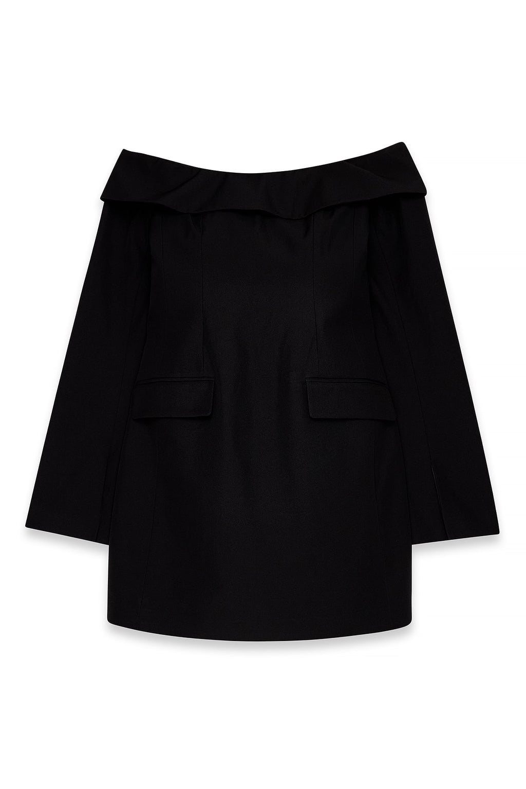 Robe Courte Ajustée À Épaules Dénudées Noir